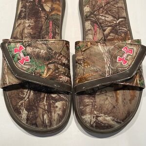 Under Armour Ignite Camo Slides Womens 9 Realtree Pink 4D Foam Flip Flops